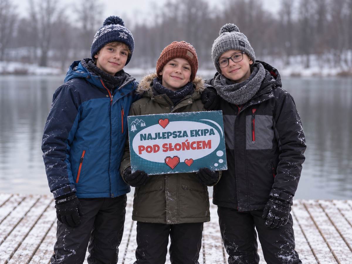 Grupa uczestników Fabryki Przygody podczas wspólnego pobytu obozowego